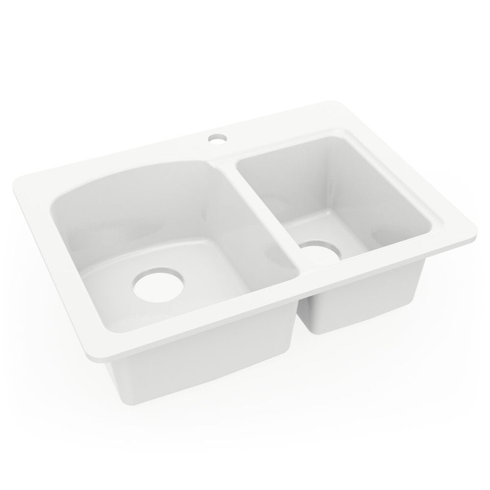 KS02518DB.010 Dual Mount 18x25" Space Saver Kitchen Sink, Rectangular, Drop-In/Under Mount, Swanstone Solid Surface, Matte White