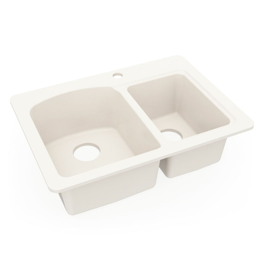 KSDB-2518 Swanstone® 18 x 25" Dual Mount Double Bowl Sink, Bisque