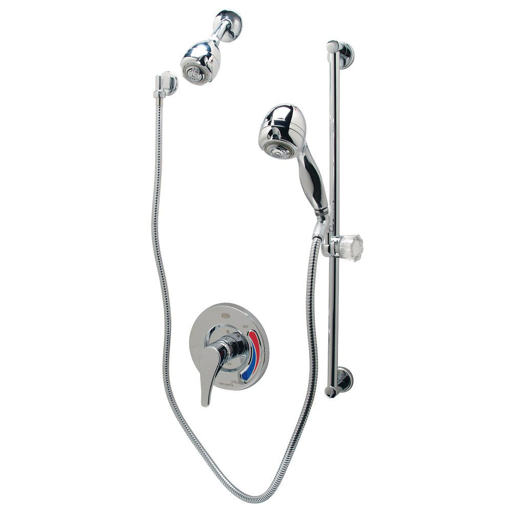 Zurn® III Z7300-SS-MT-HW Temp-Gard® Single Handle Pressure Balancing Mixing Tub and Shower Unit, 60" L Hose, Metal