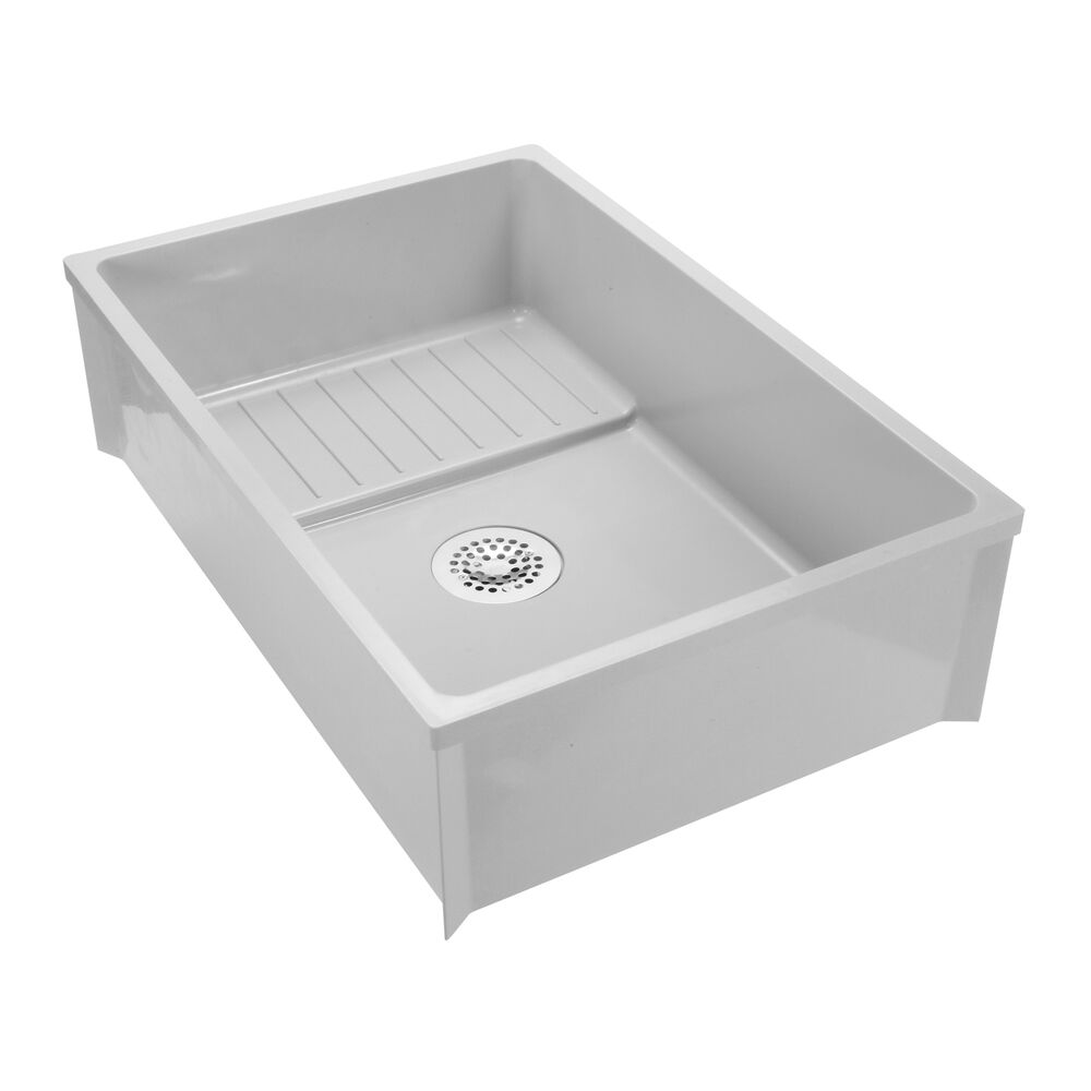 Z1996-36-AW Zurn® 37-1/8x 24-3/8x 13-1/4" Square Floor Mount Mop Service Basin w/ PVC Drain Assembly, White