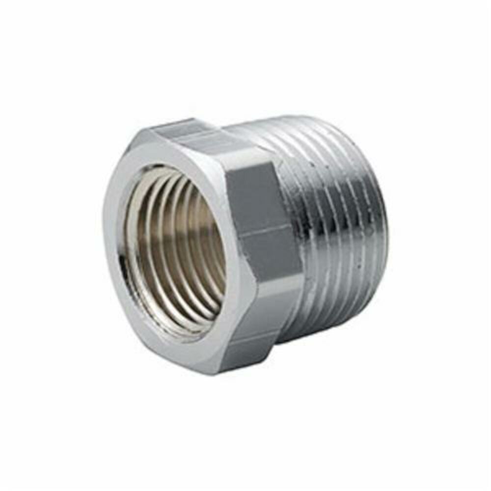 Merit Brass C114-1204 Hex Head Pipe Bushing, 3/4x1/4 in, Brass, Chrome Plated, Import