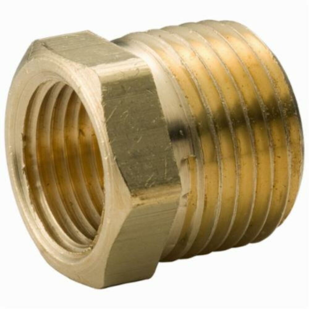Hex Head Pipe Bushing, 1/2x1/4 in, MNPTxFNPT, 125 lb, Brass, Rough, Import
