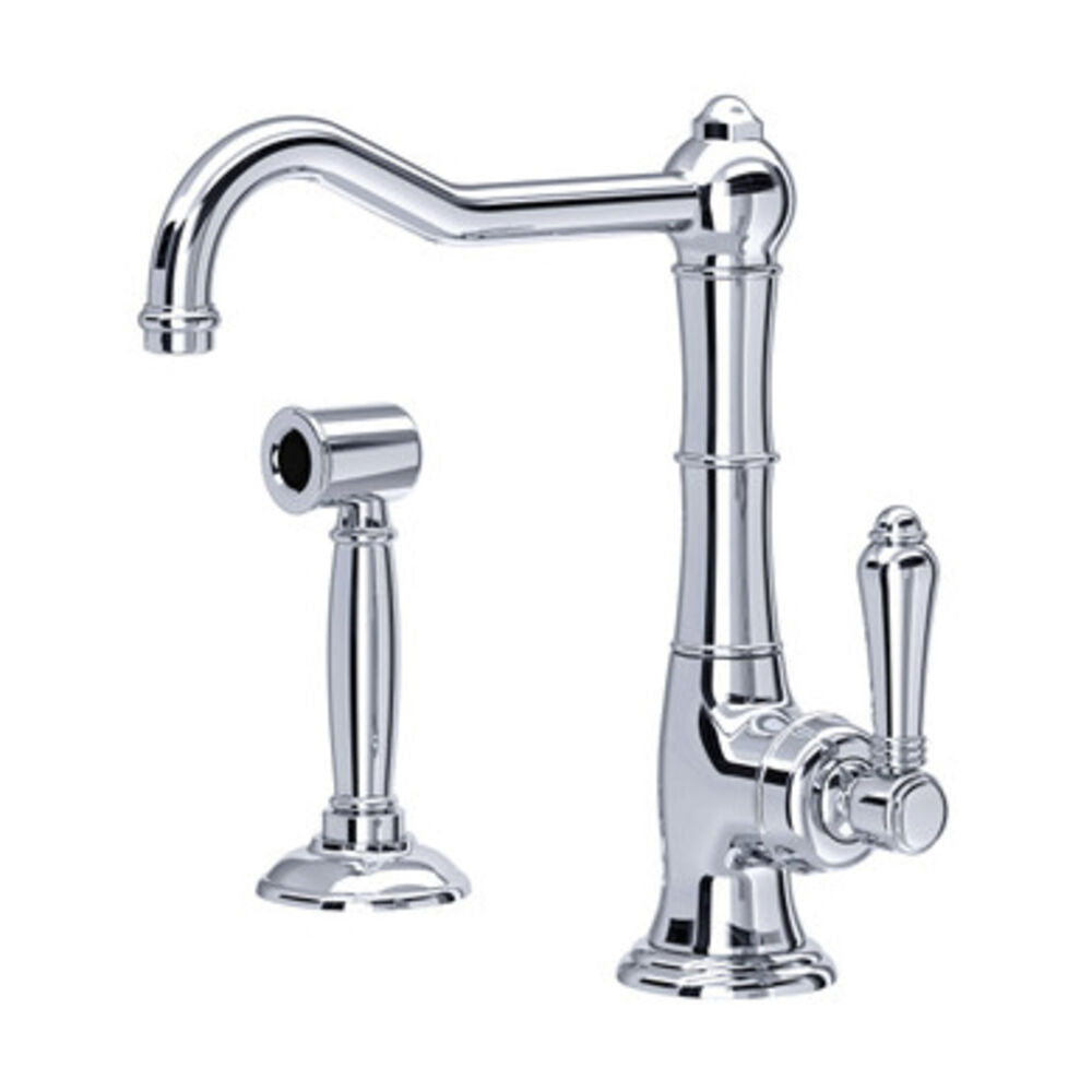 A3650/6.5LMWSAPC-2 Cinquanta Single Hole Column Spout Bar & Food Prep Faucet with Sidespray & Metal Lever Handle, Polished Chrome