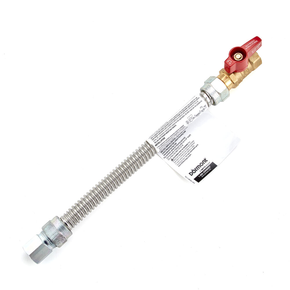 5/8" OD, 1/2" ID, SS Gas Connector, 1/2" FIP x 1/2" FIP Ball Valve, 48" Length