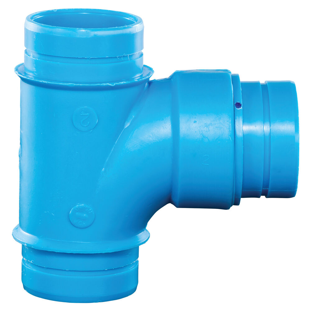 Tee, 90 Degree, No Hub, 4", Blueline