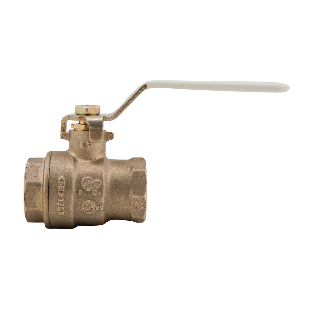 1/2" Lead Free 2-Piece Full Port Ball Valve with Threaded End Connections, Chrome Plated Brass Ball