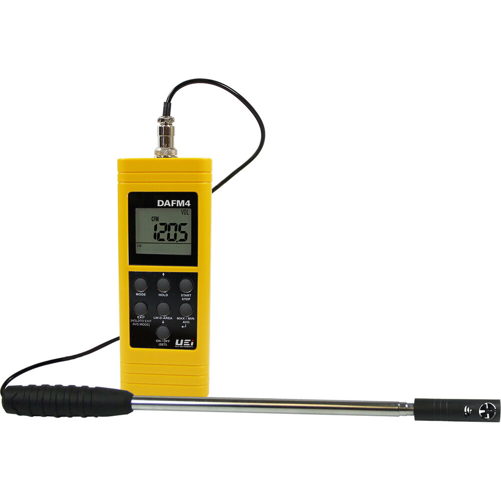 DAFM4 UEi Test Instruments™  In-Duct Anemometer, 99 to 3937 fpm, +/- 3% or reading + 39 ft/min, 32 to 122 deg F, LCD Display