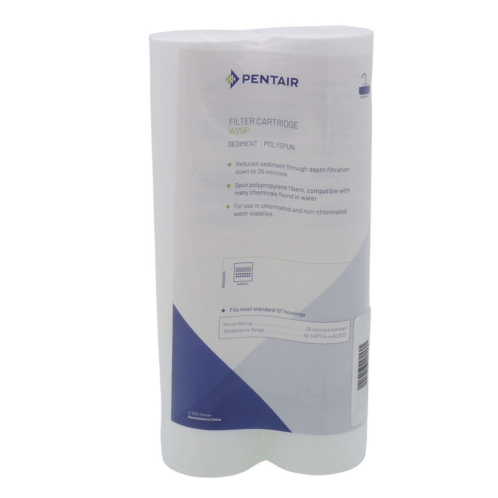 Pentair 155015-52 W25P, Spun Polypropylene Fibers Sediment Filter Cartridge, 25 Microns, 2 Pack