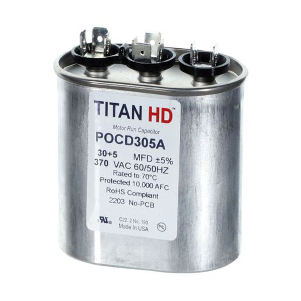 POCD305A TITAN HD 30+5MFD, 370V, Oval Motor Run Capacitor