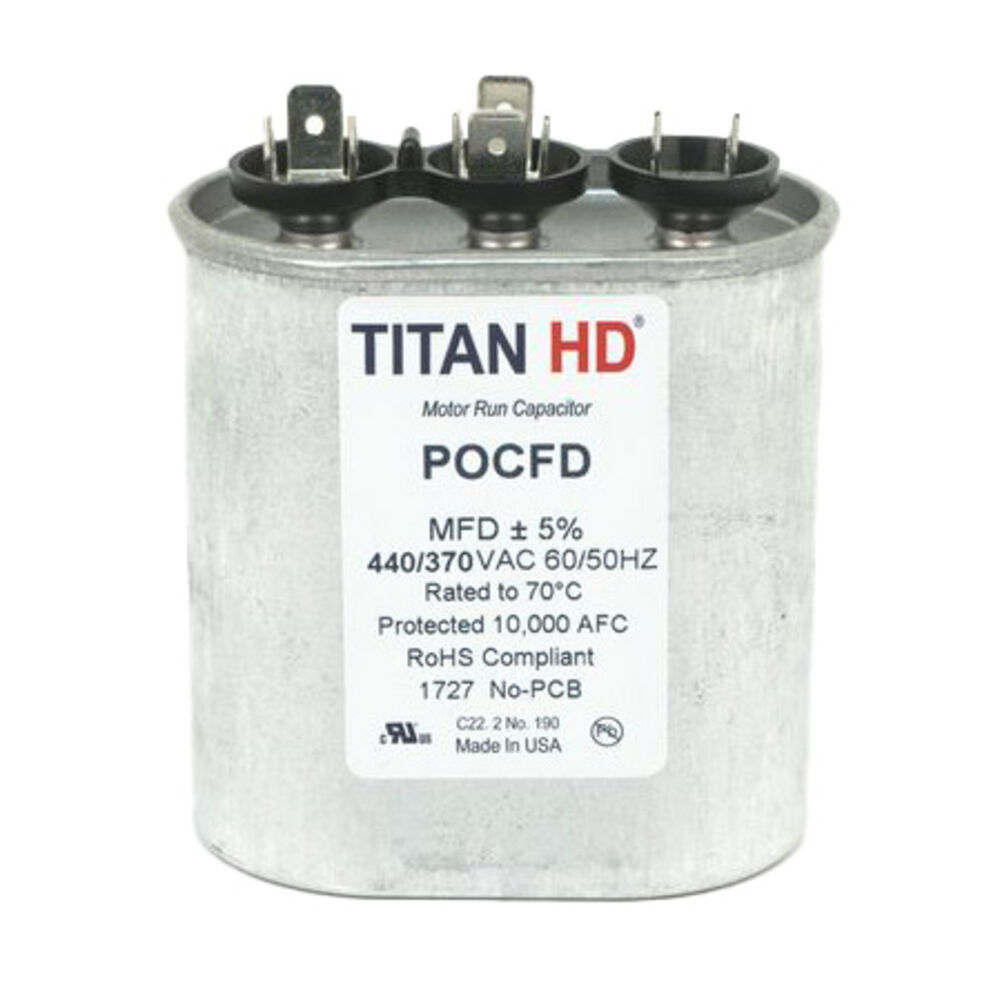 POCD355A TITAN HD 35+5MFD, 370V, Oval Motor Run Capacitor