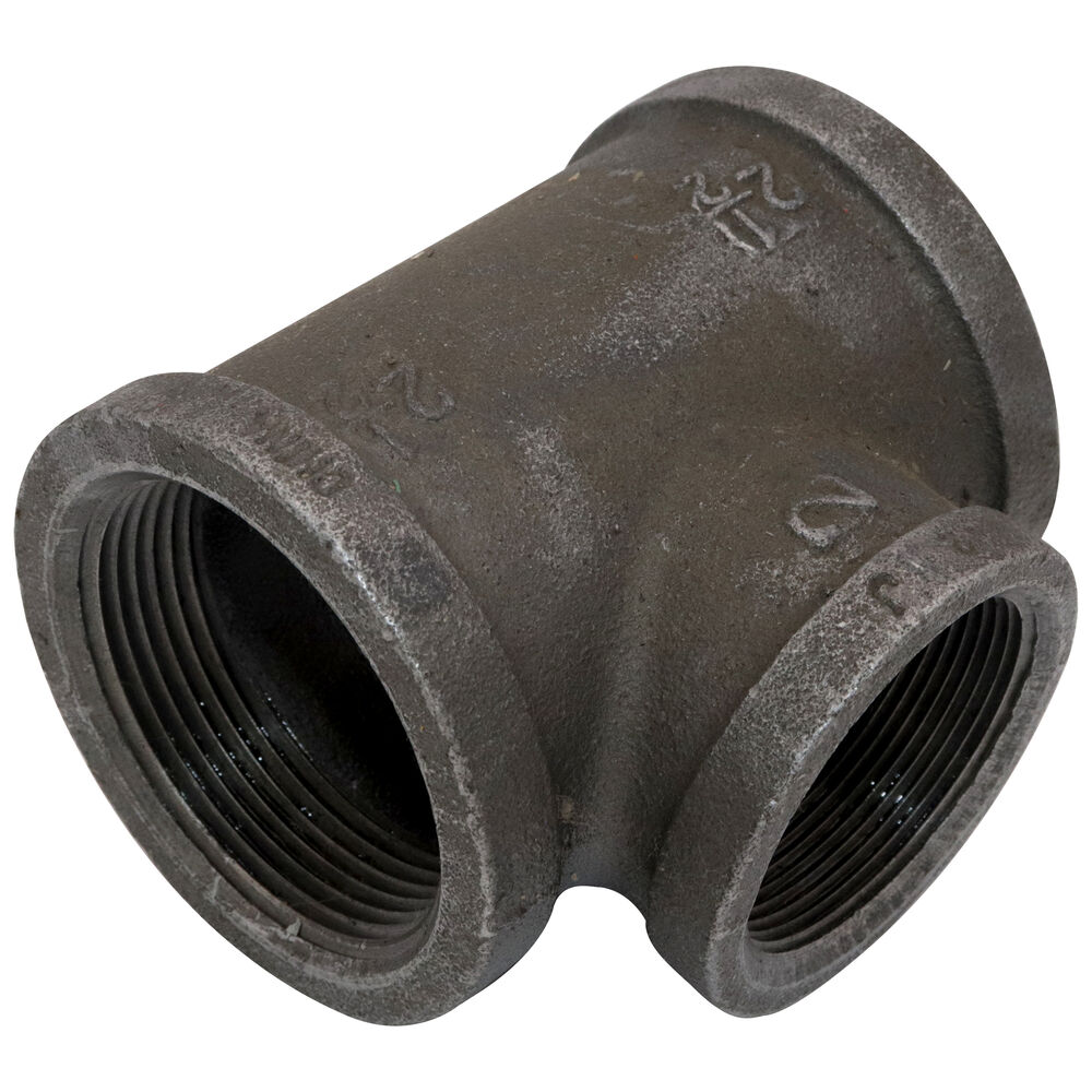 0810052407 Pipe Tee, 2-1/2 x 2-1/2 x 2" Nominal, 150 lb, Malleable Iron, Black Oxide, Import