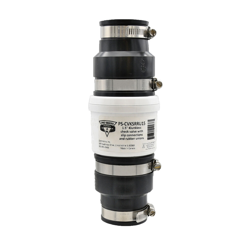 PS-CVKSRRU15 1-1/2" PVC Klunkless (Quiet) Check Valve with Two Rubber Unions