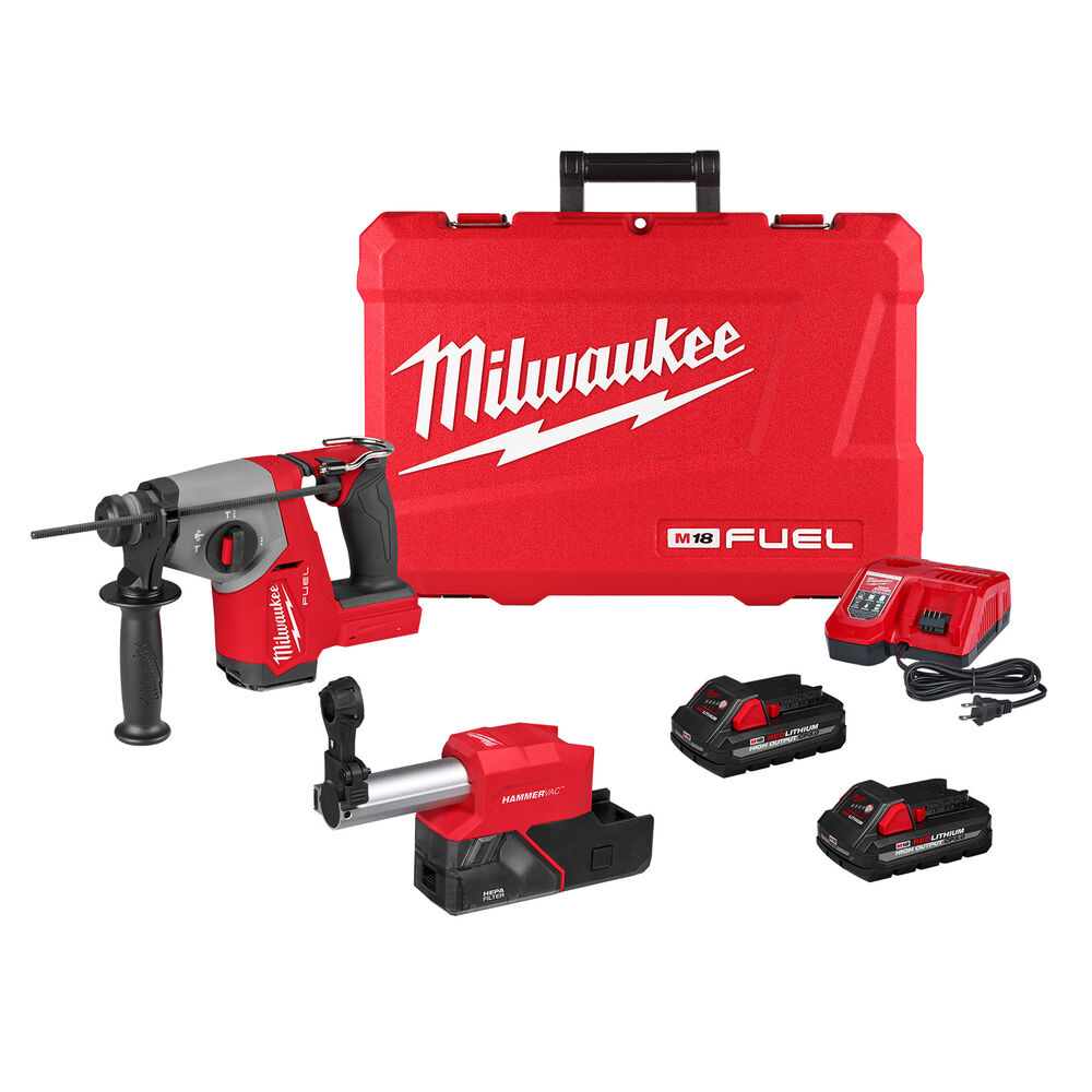 Milwaukee® Tool 2908-22DE M18 FUEL™ 5/8" SDS Plus Rotary Hammer w/ Dust Extractor Kit