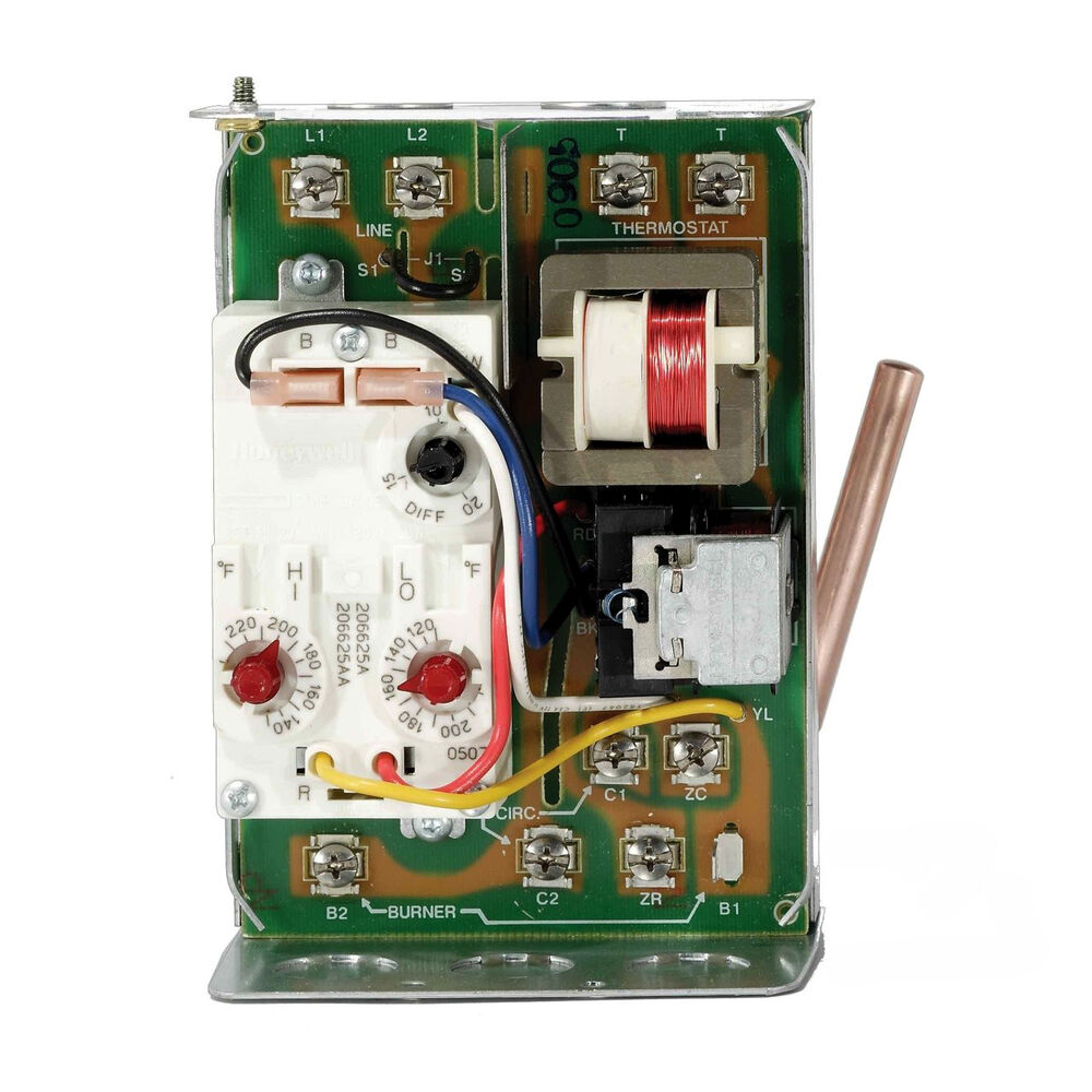 Resideo L8124A1049/U Triple Aquastat Relay, Vertical Mount, Low Limit- adj differential, high limit-fixed differential