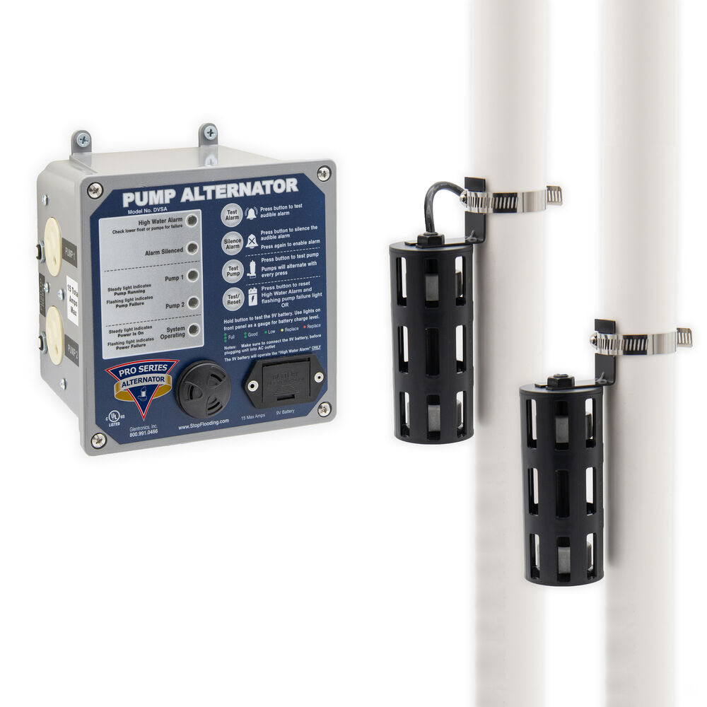 Pro Series™ DVSA-DF Dual Activation Pump Alternator Control and Alarm System with Two Caged Dual Float Switches