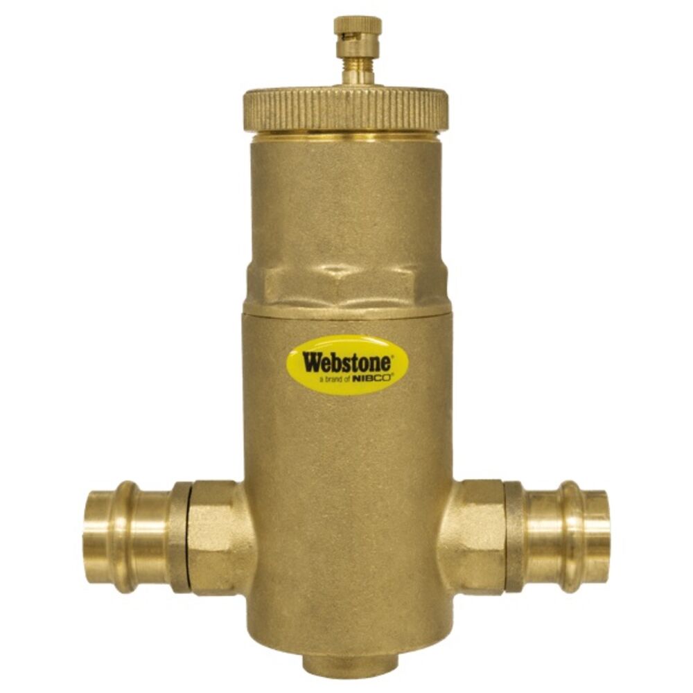 Webstone H-78005 Pro-Connect Press™ 78005 PRS-7X00 Horizontal Air Separator, 1-1/4" Nominal, Press Connection, 150 psi CWP Working, 250 deg F, Brass