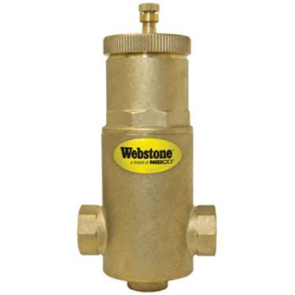 Webstone H-74005 Horizontal Air Separator, 1-1/4" Nominal, FNPT x FNPT Connection, 150 psi Working, 250 deg F, Forged Brass