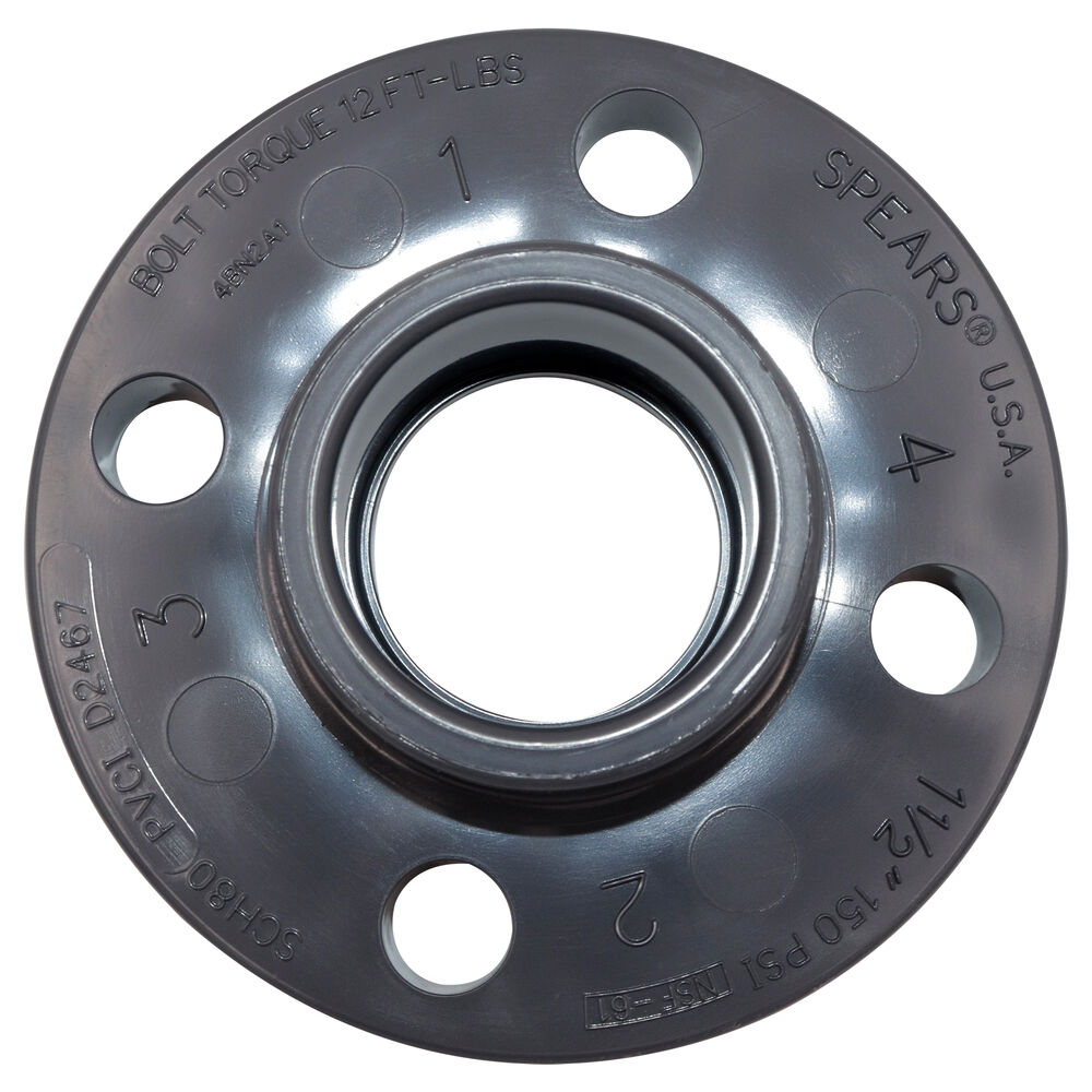Spears® 851-015 1-Piece Flange, 1-1/2 in, PVC, Socket, 150 lb, 5-1/16" OD, Domestic