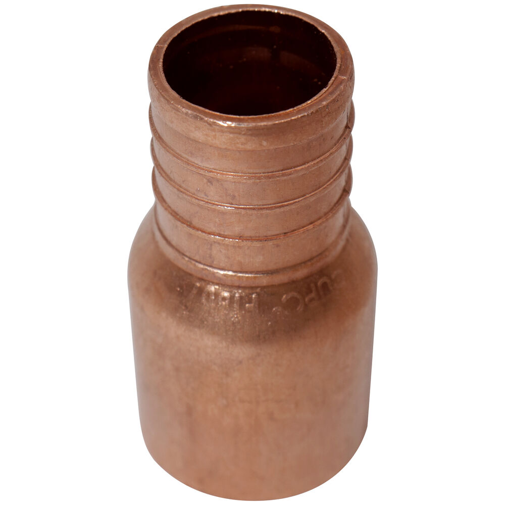 PowerPEX® 643X4 1-Piece Straight Adapter, 1", PowerPEX® F1807 Crimp PEX xMale C, Copper, Domestic