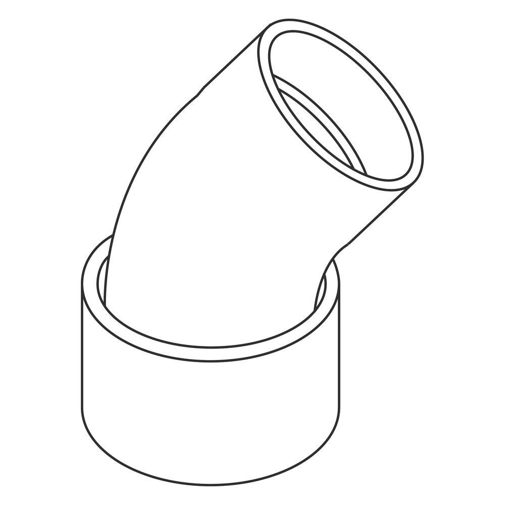 IPEX System 1738® 397071 FGV Street Elbow, 2", Hub x Spigot Connection, 45 deg, PVC, Import