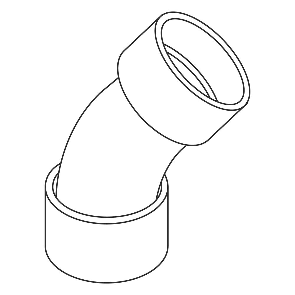 IPEX System 1738® 397010 Long FGV Elbow, 2", Hub x Hub Connection, 45 deg, PVC, Import