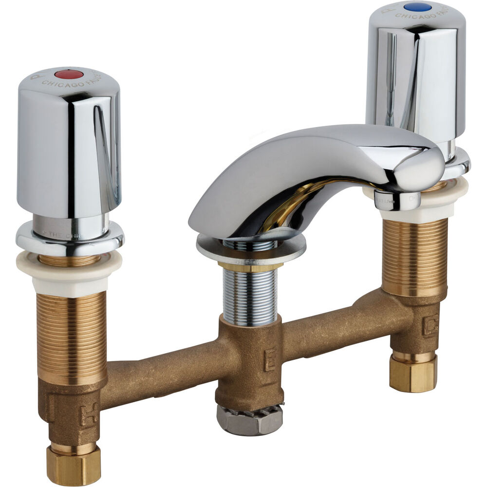 Chicago Faucet® 404-765ABCP Deck-mounted Lavatory Metering Faucet with 8" centers