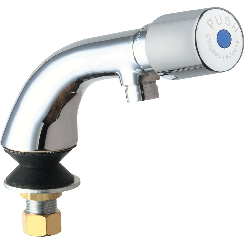 Chicago Faucet® 807-E12-765PAB Single Hole Deck-Mounted Metering Faucet, 2.2 gpm, Chrome Plated