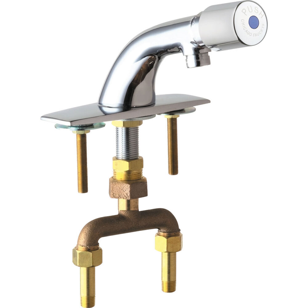 Chicago Faucet® 844-E12-765PSHABCP Deck-Mounted Lavatory Faucet, 2.2 gpm, 4" Centers, Chrome Plated
