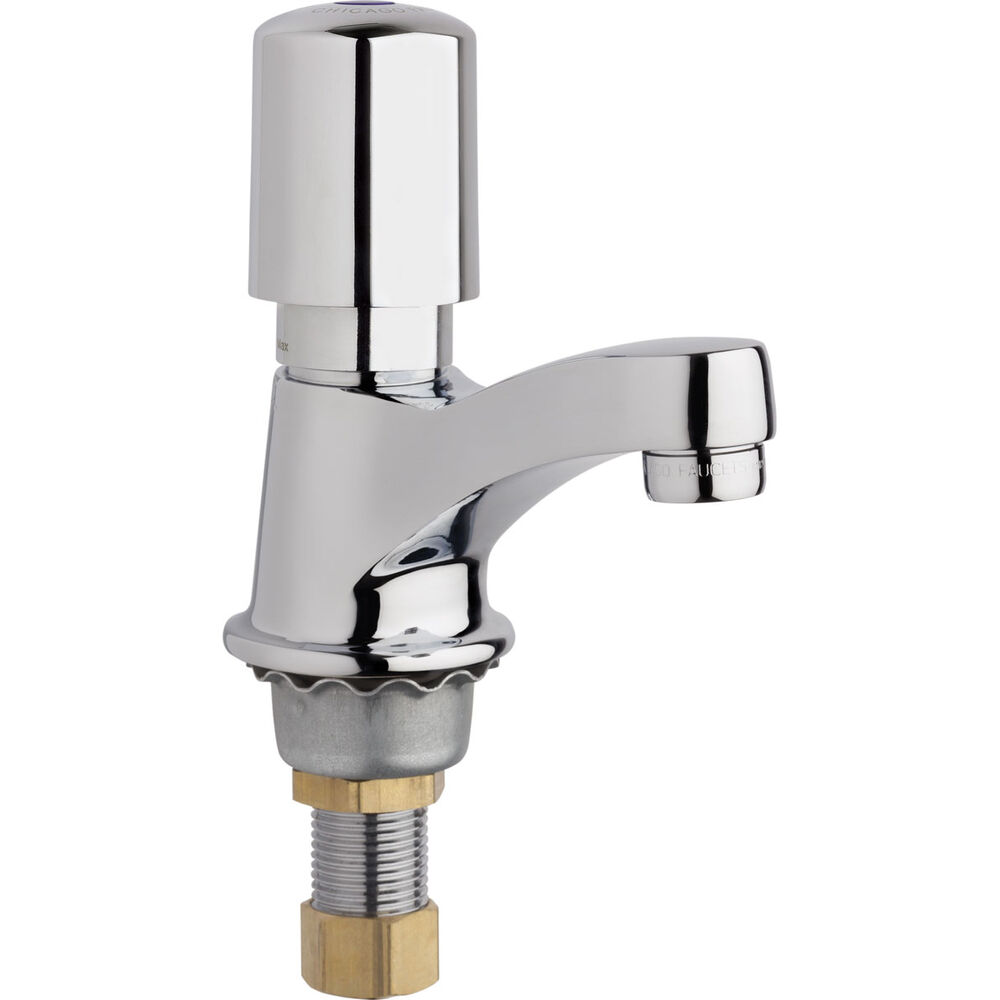 Chicago Faucet® 333-765PSHABCP Deck-Mounted Single Hole Metering Faucet, 2.2 gpm, Chrome Plated