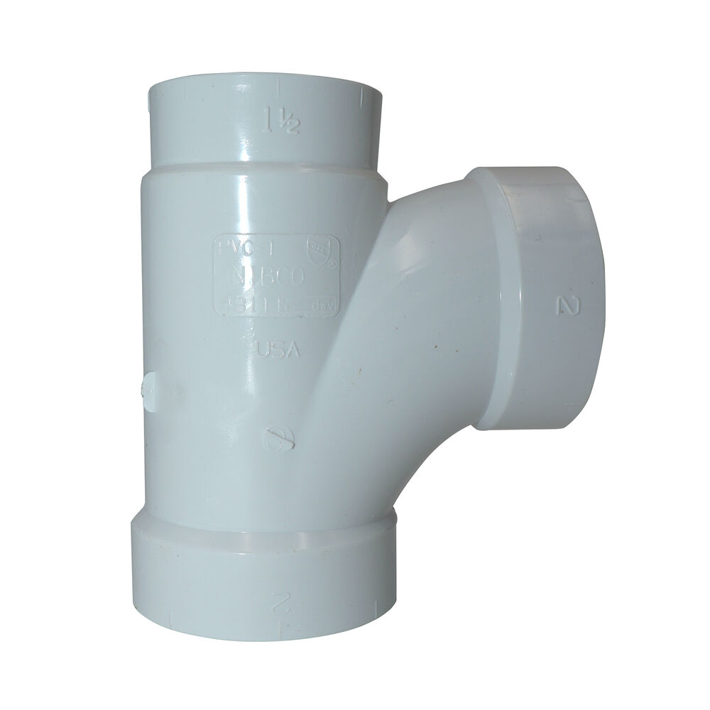 K098400 4811 DWV Reducing Sanitary Tee, 2x1-1/2x2 in, Hub, SCH 40/STD, PVC, Domestic