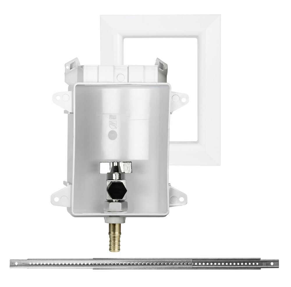 OxBox™ 696-G1000XF Ice Maker Outlet Box With MiniRester™ Water Hammer Arresters, 1/2" PEX F1807 Crimp™, ABS