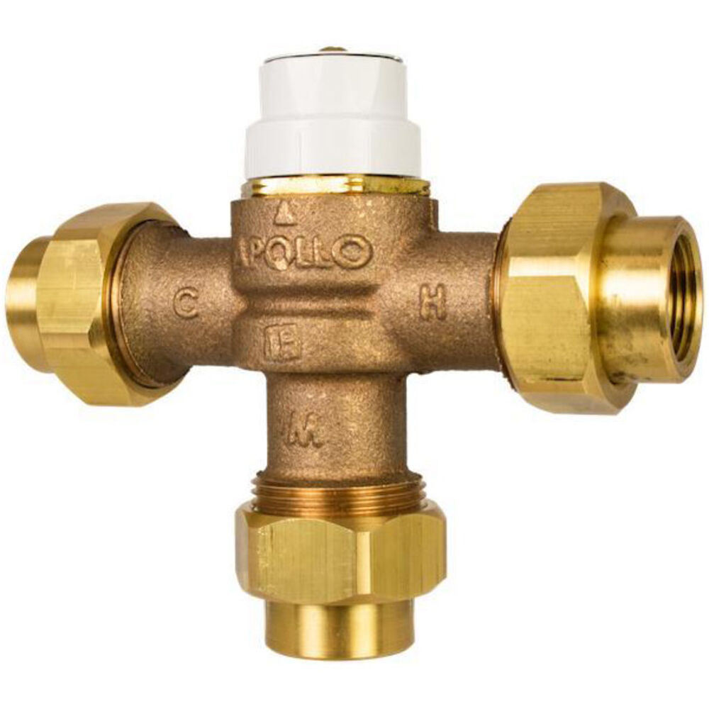 Apollo™ 34BLF314PR Thermostatic Mixing Valve, 3/4" Nominal, Press, 150 psi, 0.5 gpm, Bronze