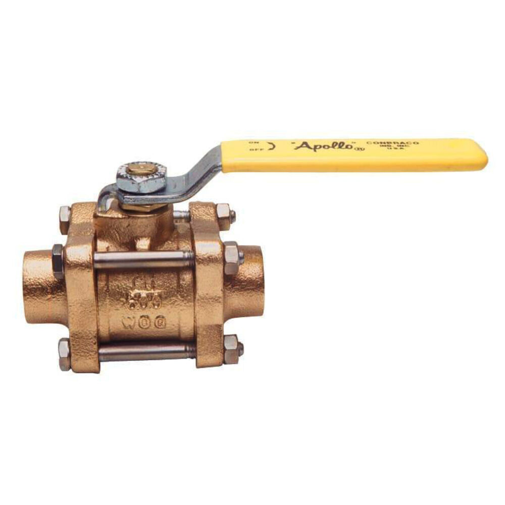 Apollo™ 82208K1 82-200 3-Piece Ball Valve, 2" Nominal, Solder End Style, Bronze Body, Full Port, MPTFE Softgoods