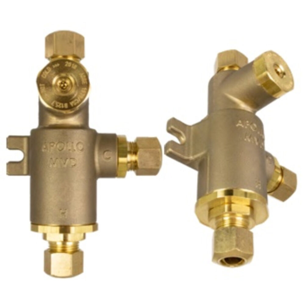 34DLF402B1 34DLF-500 Apollo™ 3/8" Standard Single Fixture Mixing Valve w/ Cold Water Bypass, Compression, Brass