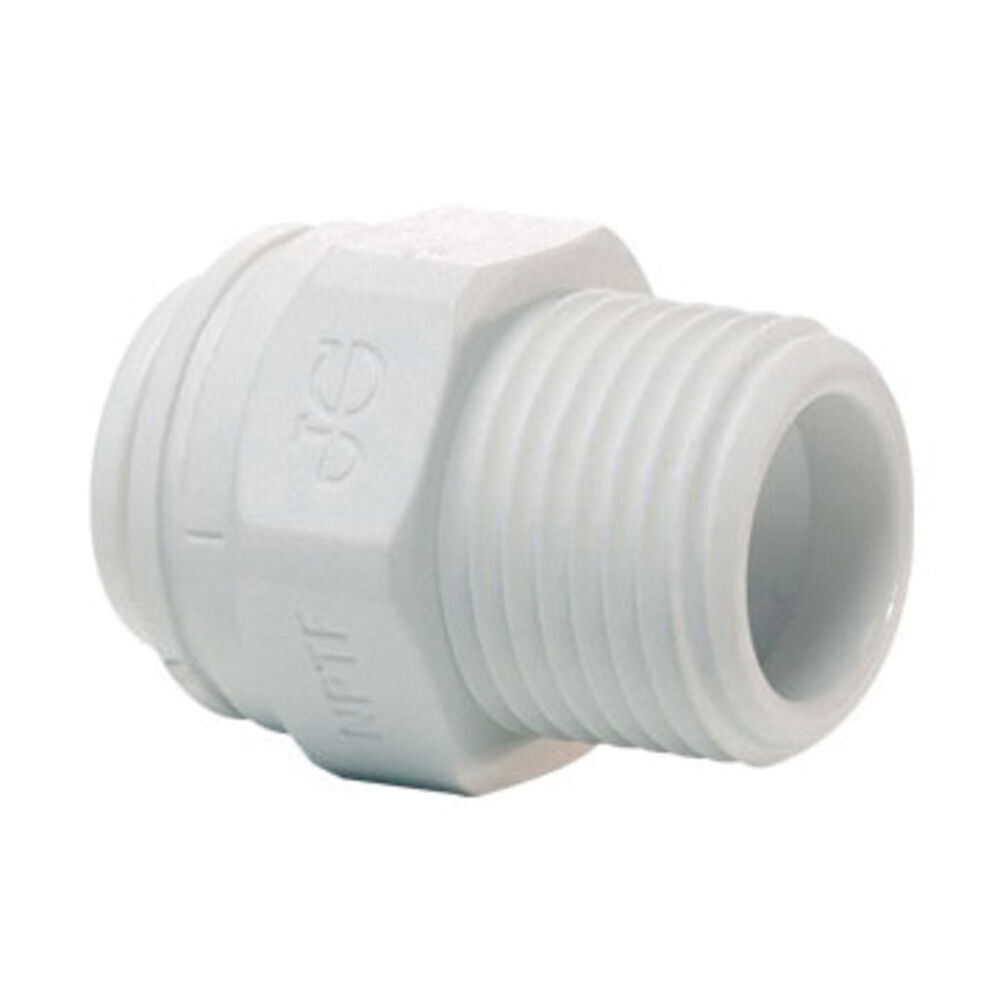 John Guest® Speedfit® PP011224W Straight Adapter, 3/8x1/2 in, TubexFNPT, Polypropylene, Domestic