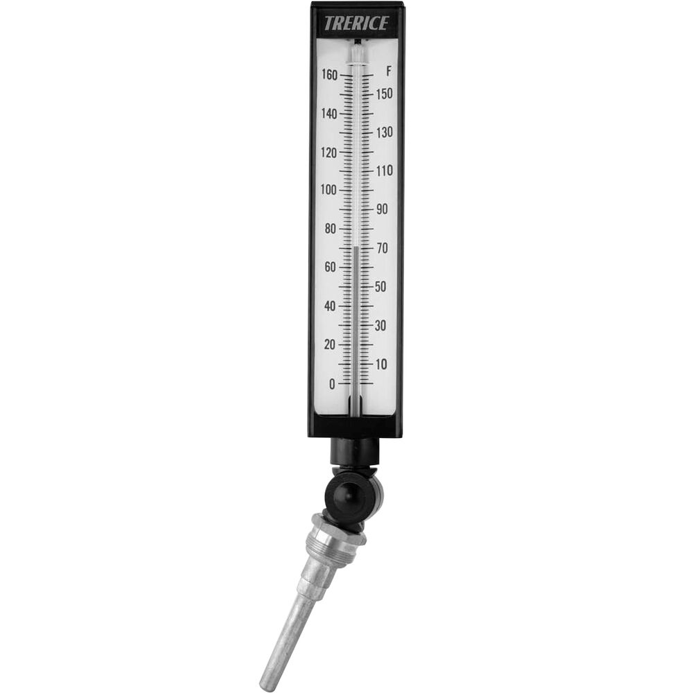 Trerice BX9240307 Adjustable Angle Thermometer w/ Brass Stem, 30 to 240 deg F,  +/- 1 % Accuracy, Aluminum