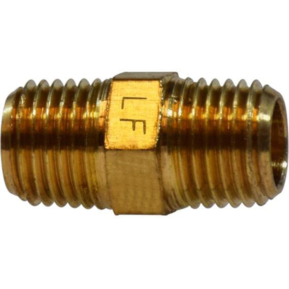 Midland 7061230806 LF123 Lead Free Reducing Hex Nipple, 1/2 x 3/8",  Brass, MNPT x MNPT, SCH 40
