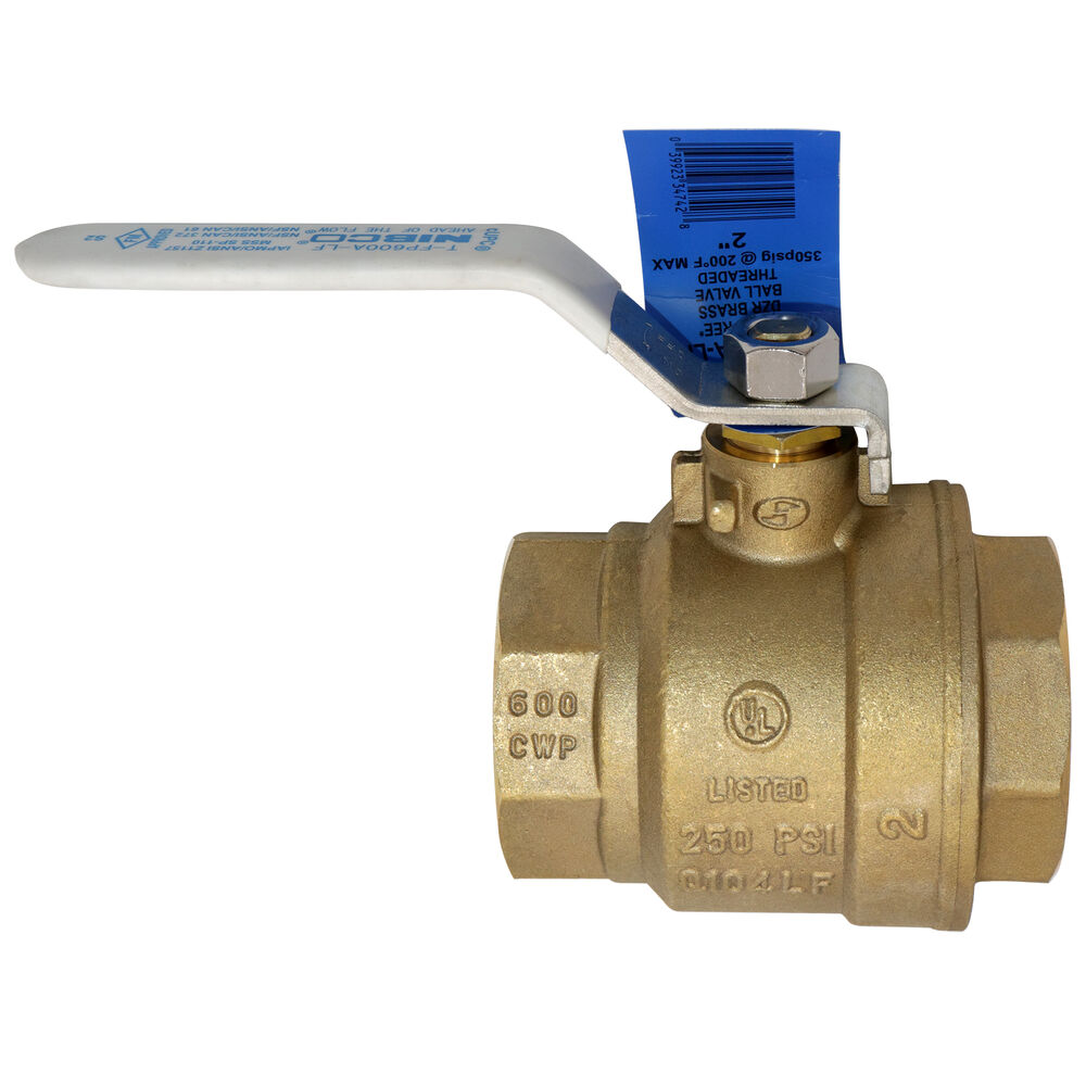 NIBCO® NL998XD T-FP-600A-LF 2-Piece Ball Valve, 2 in, FNPT, Brass Body, Full Port, PTFE Softgoods, Import