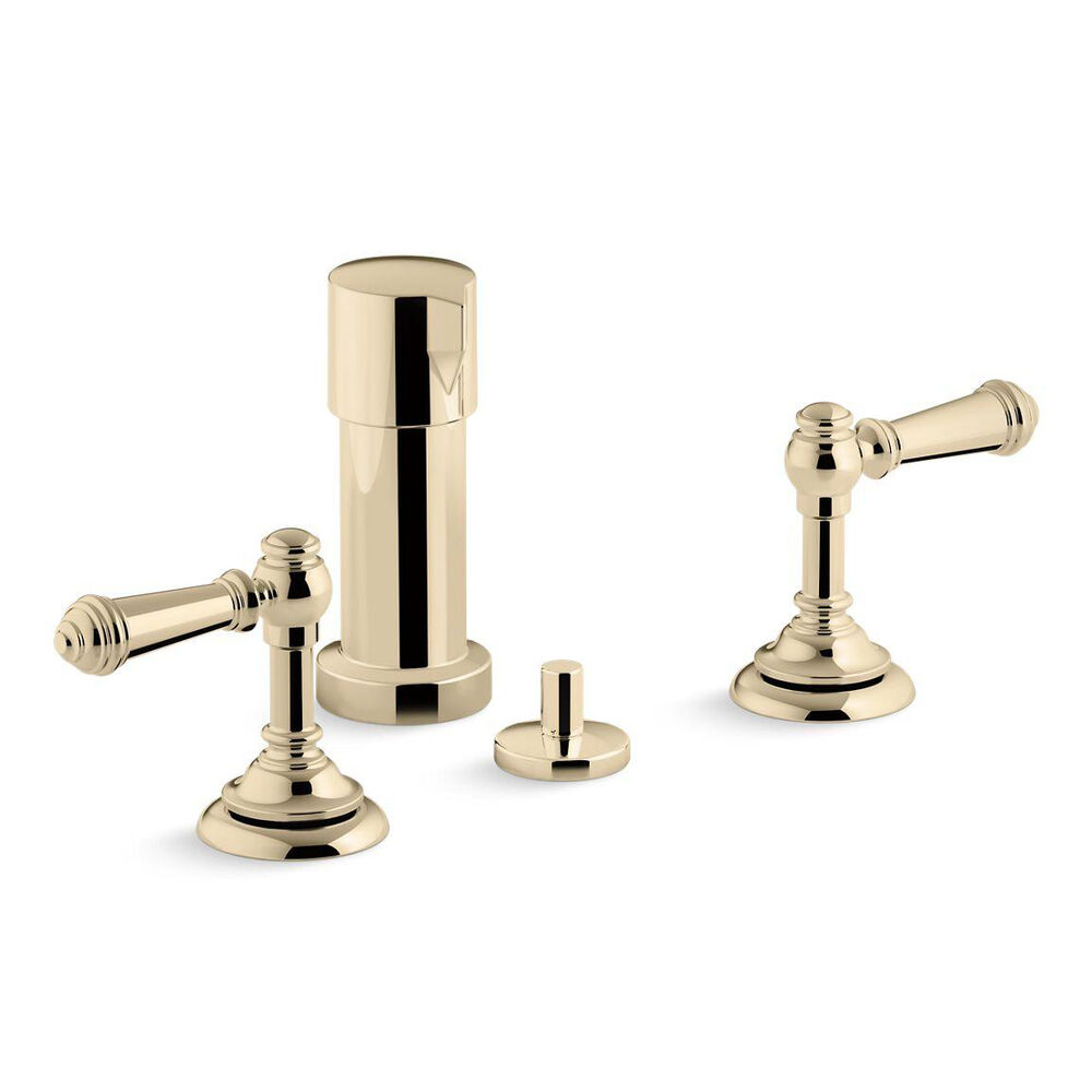 Kohler® 72765-4-AF Artifacts® Widespread Bidet Faucet w/ Lever Handles & Pop-Up Drain, Vibrant French Gold