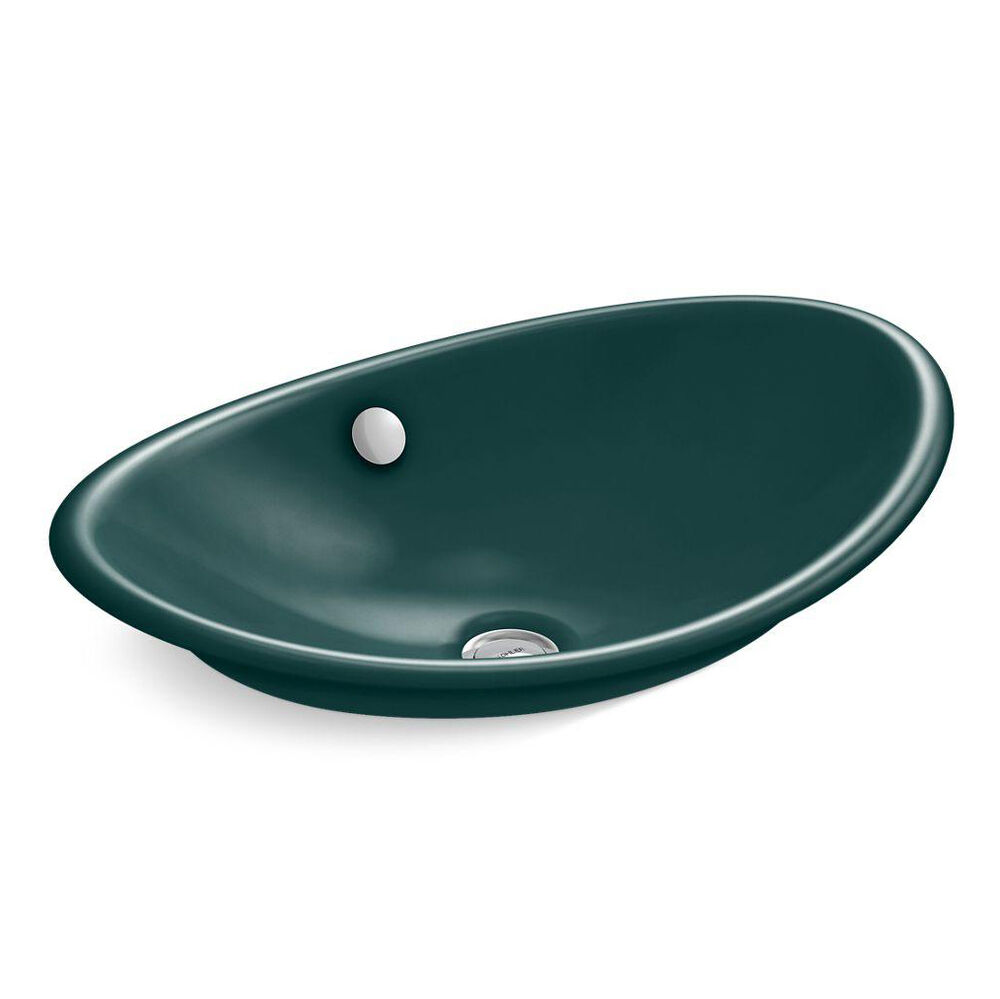 Kohler® 5403-PAT-17 Iron Plains® 20-3/4" Oval Vessel Bathroom Sink, Enameled Cast Iron, Teal Exterior & Interior