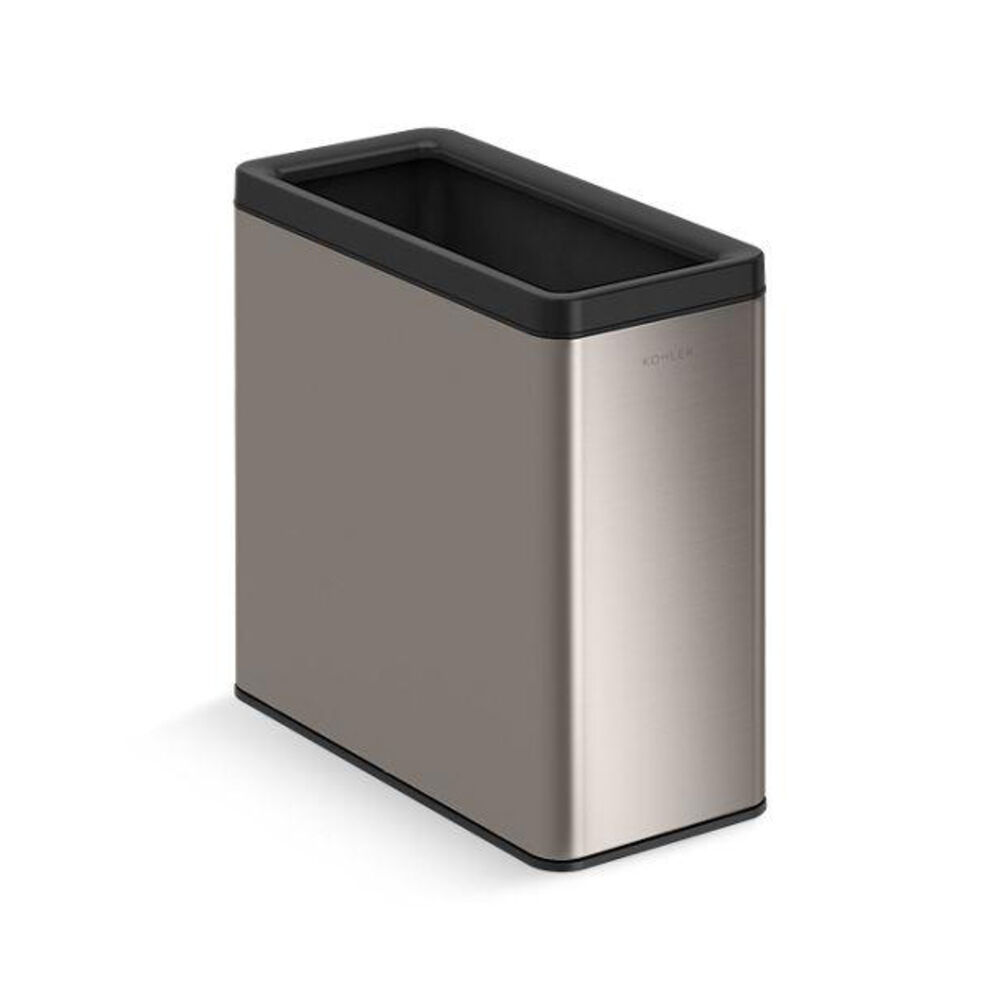 Kohler® 31313-ST Open-Top Trash Can, 12 L Capacity, 13-7/16" L, Stainless Steel/Plastic