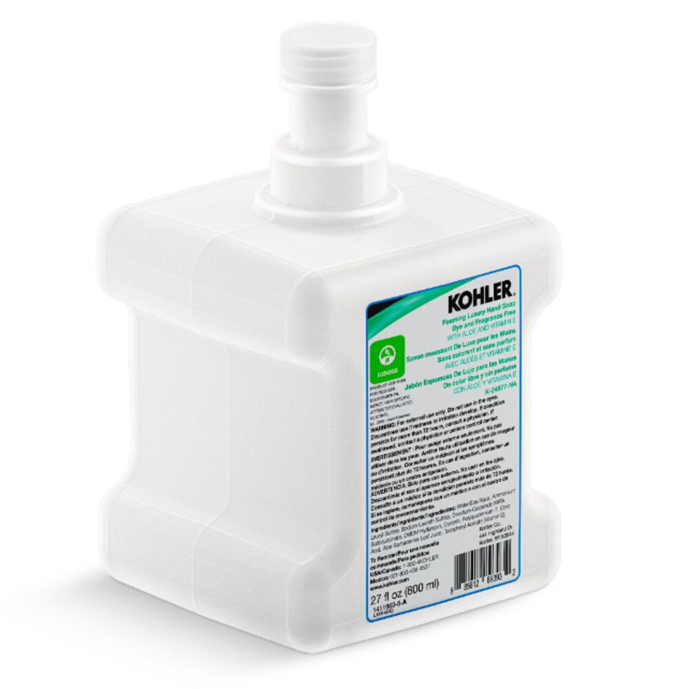 Kohler® 24877-NA Fragrance-Free / Dye Free Touchless Foam Soap Refill Package, 27 fl oz / 800 mL