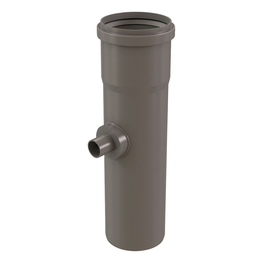Centrotherm ISHDT04 InnoFlue® 4" Horizontal Drain Tee, Polypropylene, 4" Dia x 12.4" L, Gray