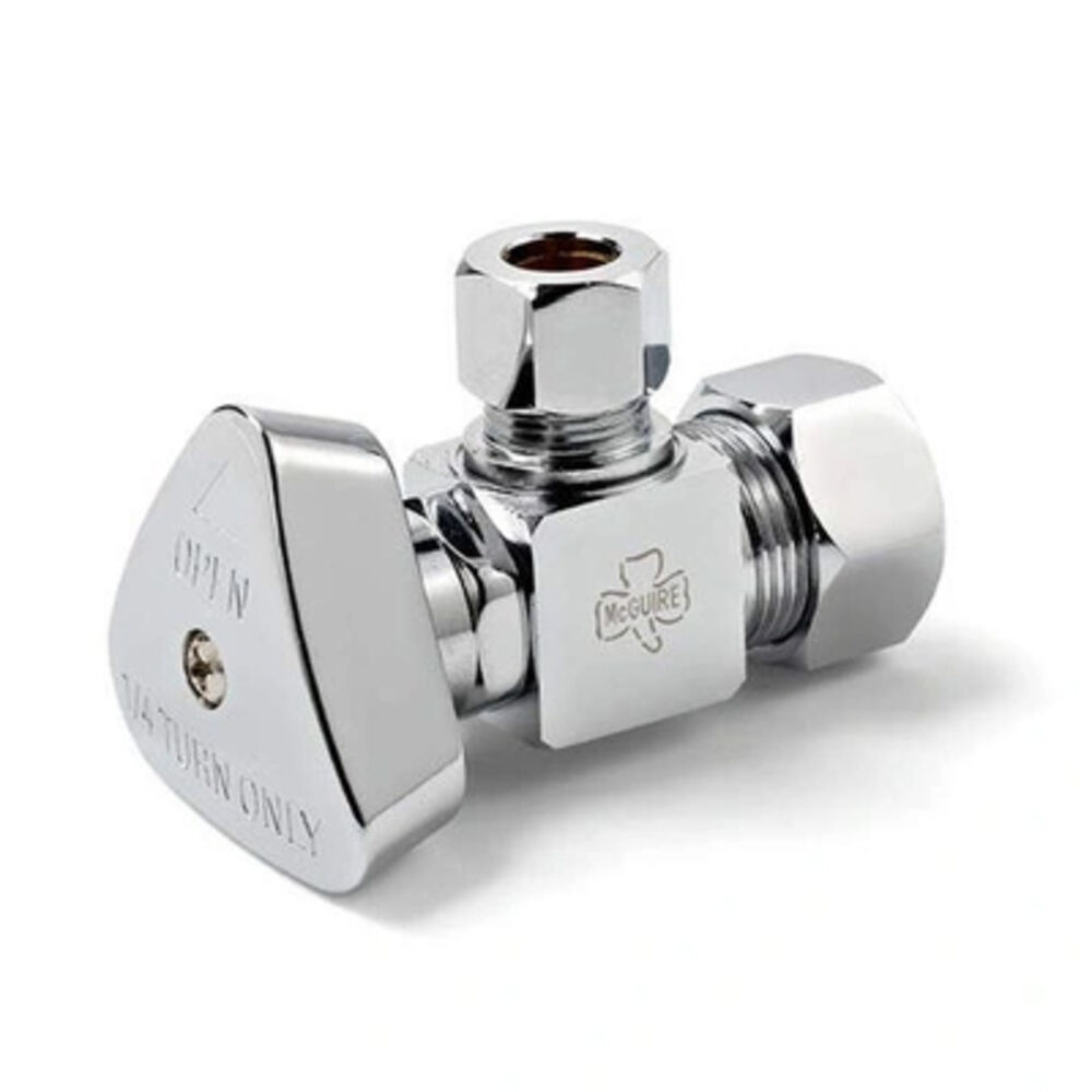 McGuire™ LFBV09 Convertible™ 1/2 x 3/8" Quarter-Turn Angle Stop Ball Valve, Compression, Brass Body, Polished Chrome