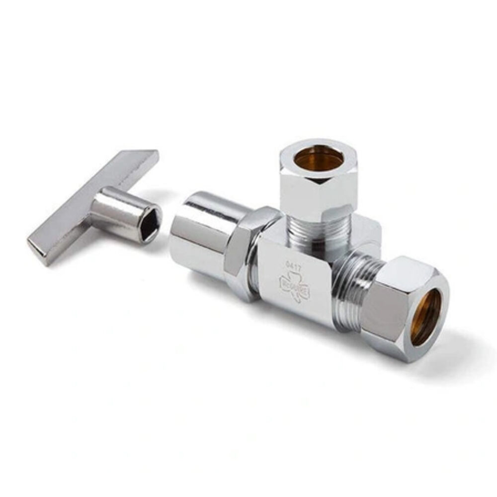 McGuire™ LFHST10LK 1/2" Heavy Pattern Angle Supply Stop, Compression, Brass Body, Loose Key, Polished Chrome