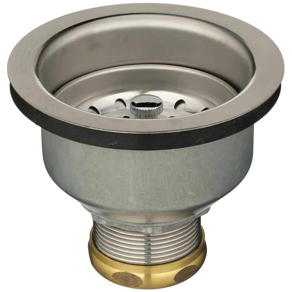 Zurn® ZSS3000B-SS Long Shank Basket Strainer w/o Tailpiece, 4-3/8" Dia, Stainless Steel, Polished Chrome