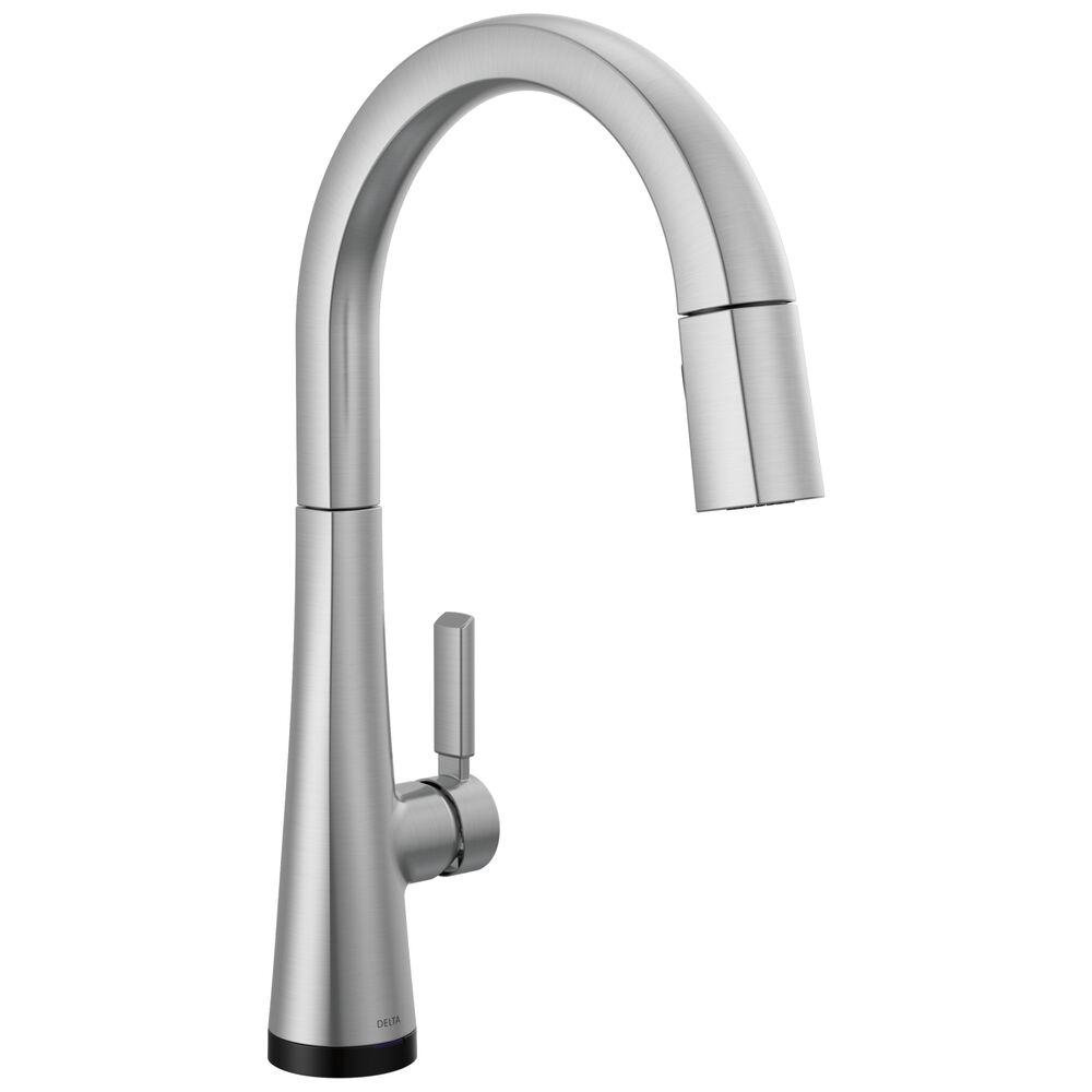 Delta 9191TL-AR-PR-DST Touch2O® Monrovia® Pull Down Touchless Kitchen Faucet, 1 or 3 Holes, Lumicoat® Arctic Stainless