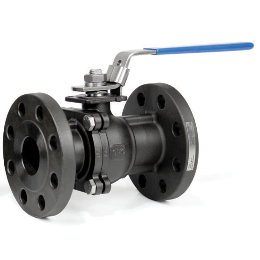 4" 150# 256F150 2-Piece Carbon Steel Full Port Ball Valve w/ Locking Lever Handle, Flanged Ends