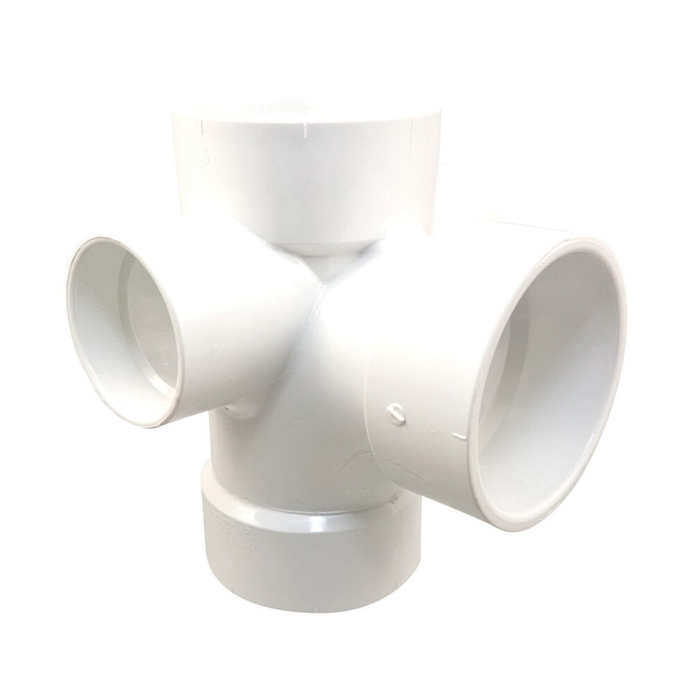 K490350 4870 DWV Reducing Sanitary Tee With 90 deg Right and Left Inlet Hub, 3x2x3x2x3 in, Hub, PVC, Domestic