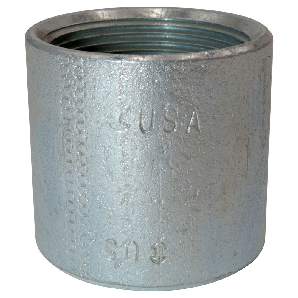 0321200073 Tapped Straight Pipe Coupling, 1-1/2", SCH 40/STD, Galvanized, Domestic